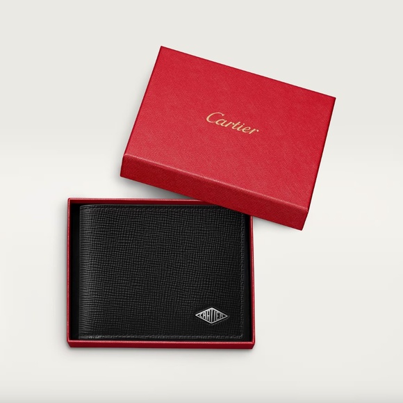 AUTHENTIC CARTIER BLACK LEATHER LOSANGE UNISEX CARD HOLDER, WALLET, NIB - Picture 1 of 5